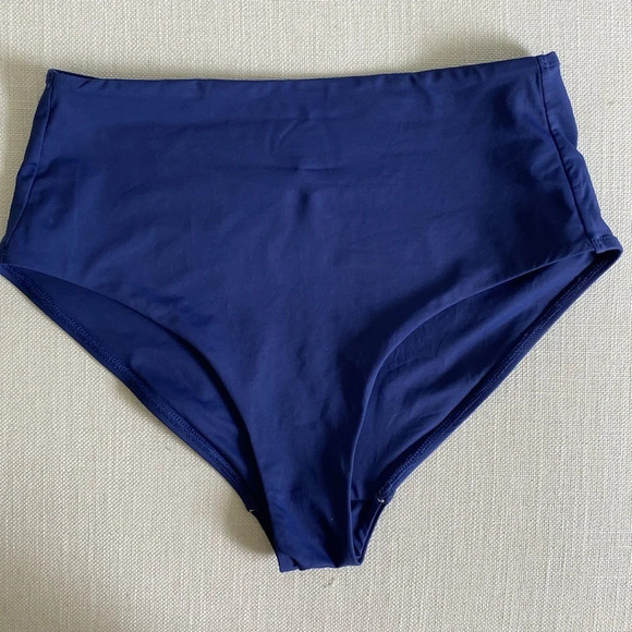 EVERLANE High Rise Blue Medium Coverage Bottoms and Triangle Swimsuit Top XS/S - Picture 4 of 9